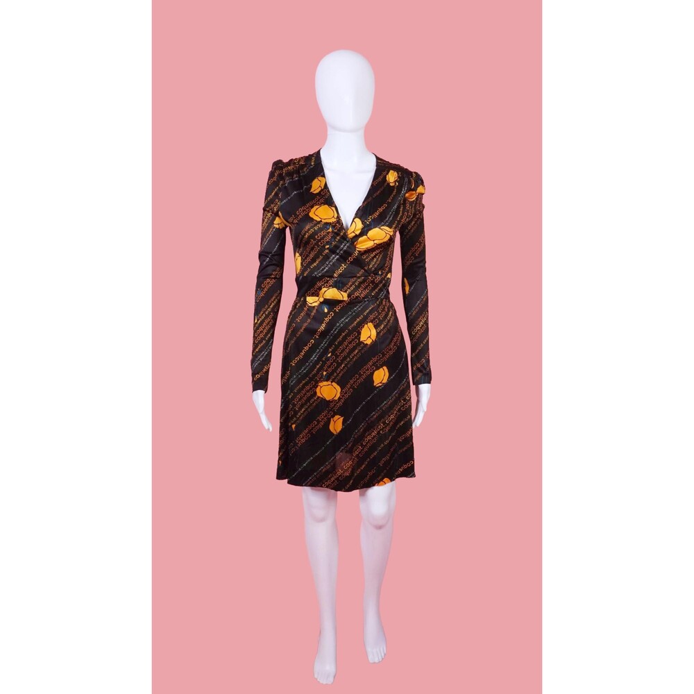 1970s Birds Nest at Smiths COQUELICOT POPPY Print Mini DISCO Dress. Small. AS IS